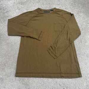 French Connection Losse T-shirt Mens Medium Green Long Sleeve Cotton Pocket Tee